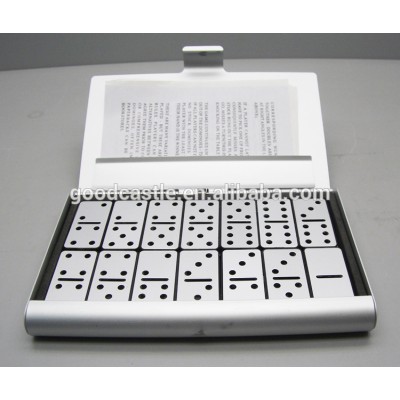 Professional travel plastic domino table game set in aluminum case